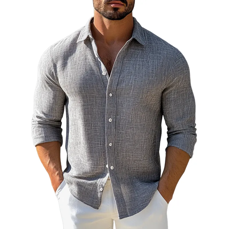 Men's Texture Print Casual Long Sleeve Shirt MTA3187G7X sold by Manly