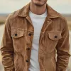 Men's Classic Casual Multi-pocket Lapel Corduroy Thin Jacket MTA0480H6K sold by Manly