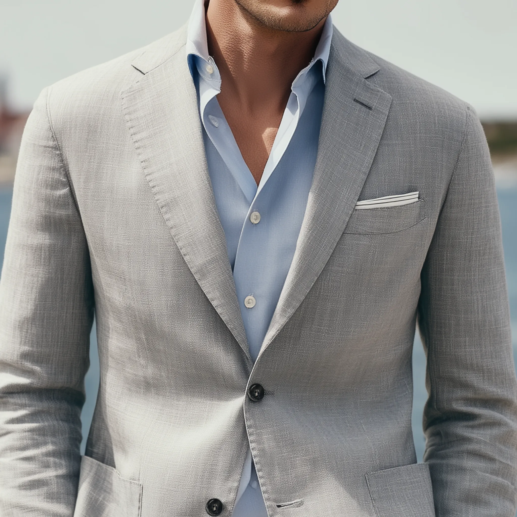 Men's Classic Casual Cotton And Linen Blend Textured Single-breasted Blazer MTA0426H0K sold by Manly product image thumbnail 4