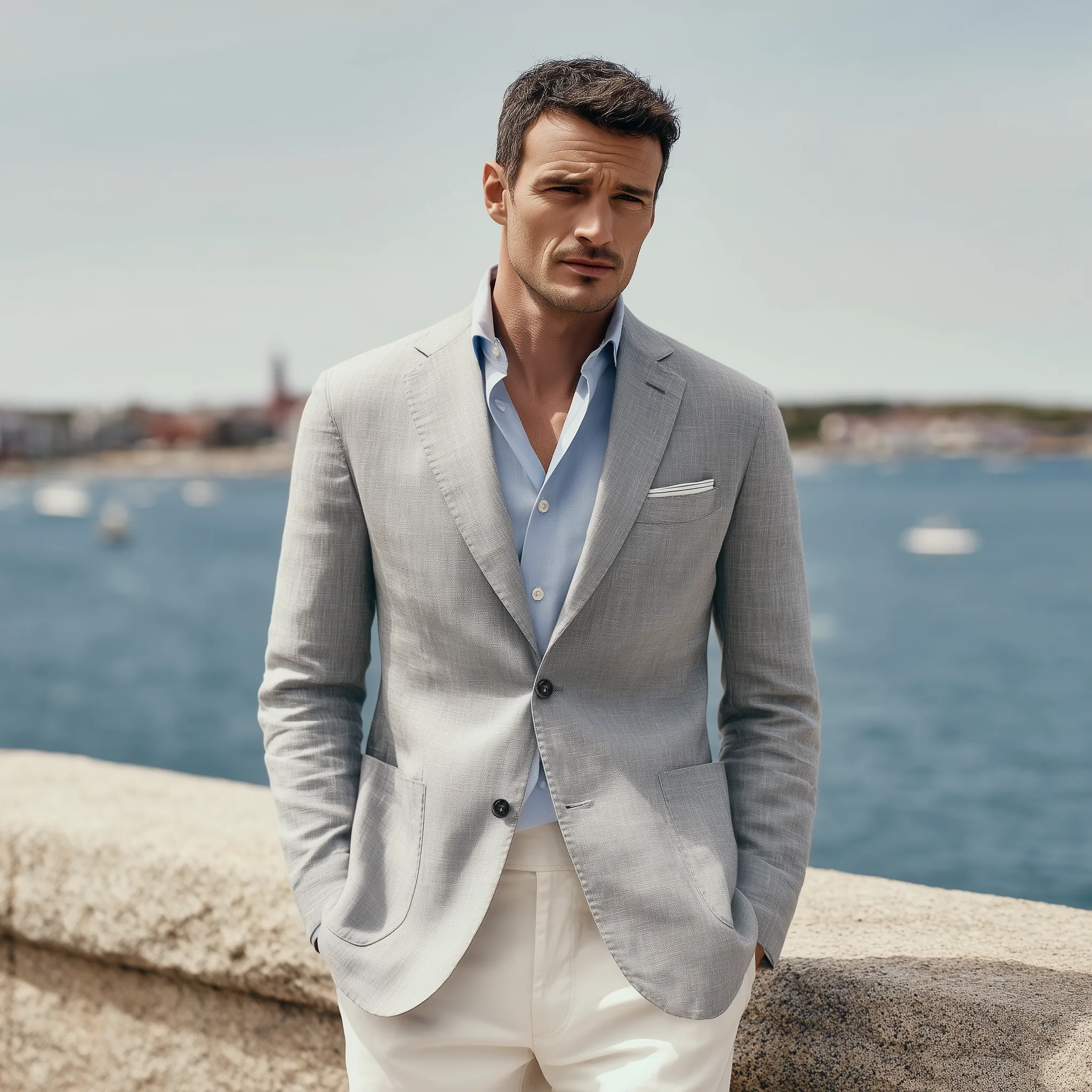 Men's Classic Casual Cotton And Linen Blend Textured Single-breasted Blazer MTA0426H0K sold by Manly product image thumbnail 3