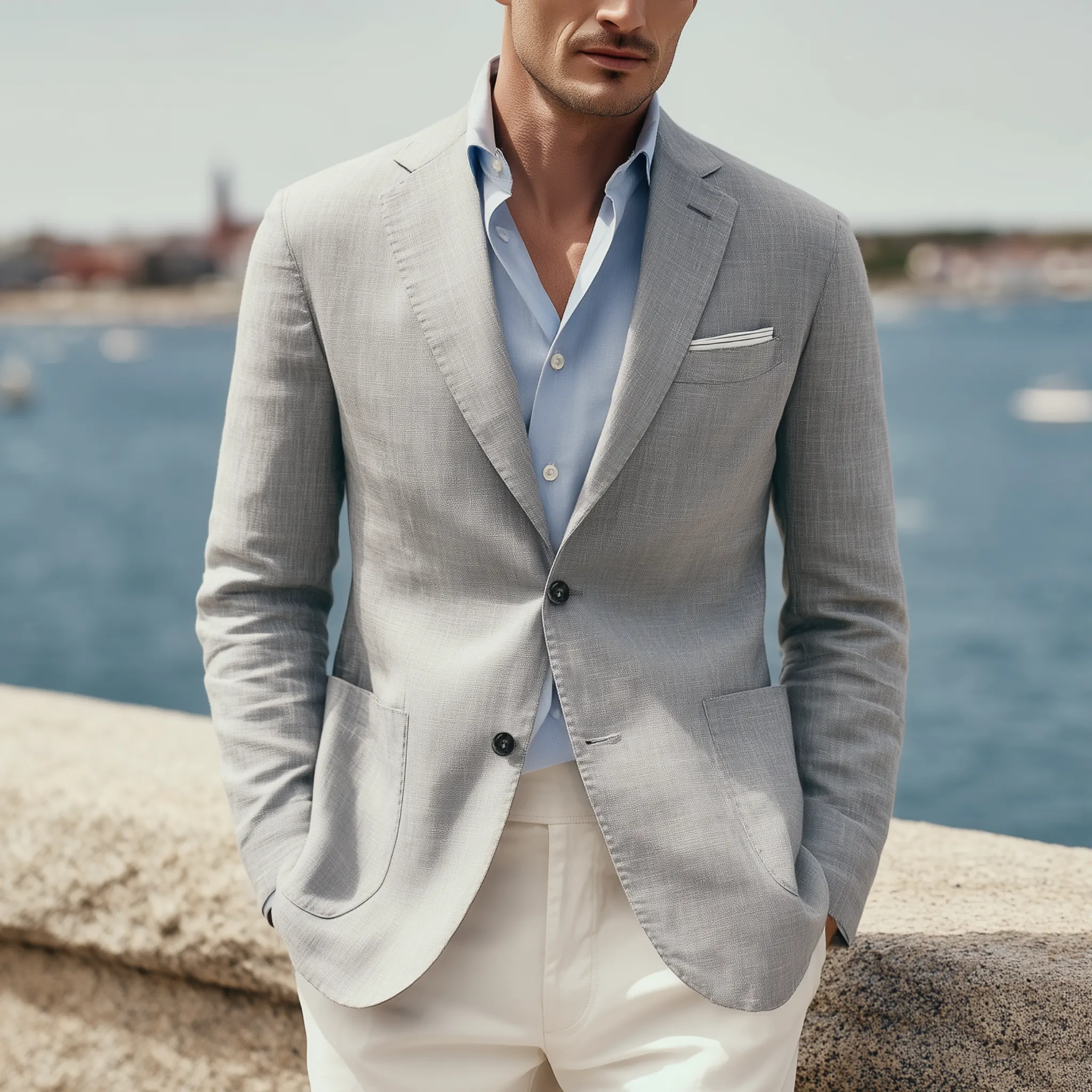Men's Classic Casual Cotton And Linen Blend Textured Single-breasted Blazer MTA0426H0K sold by Manly product image thumbnail 2