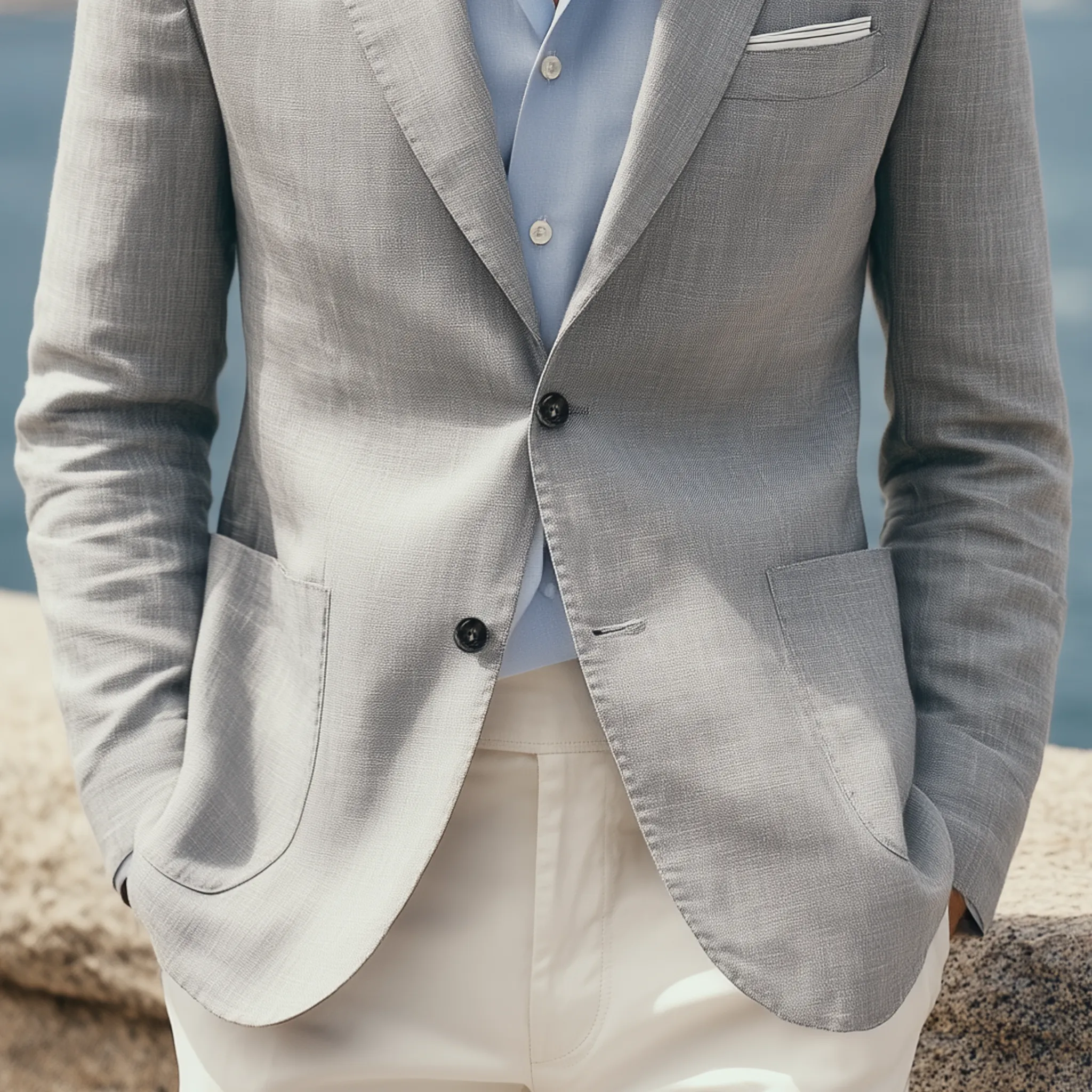 Men's Classic Casual Cotton And Linen Blend Textured Single-breasted Blazer MTA0426H0K sold by Manly product image thumbnail 5