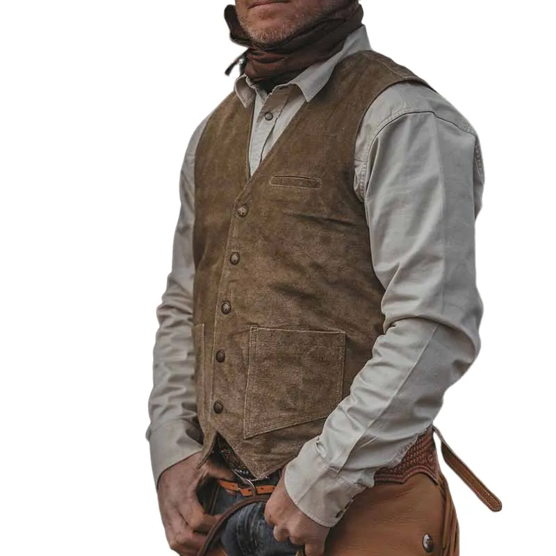 Men's Vintage Faux Suede V-Neck Vest MTA0460H2X sold by Manly