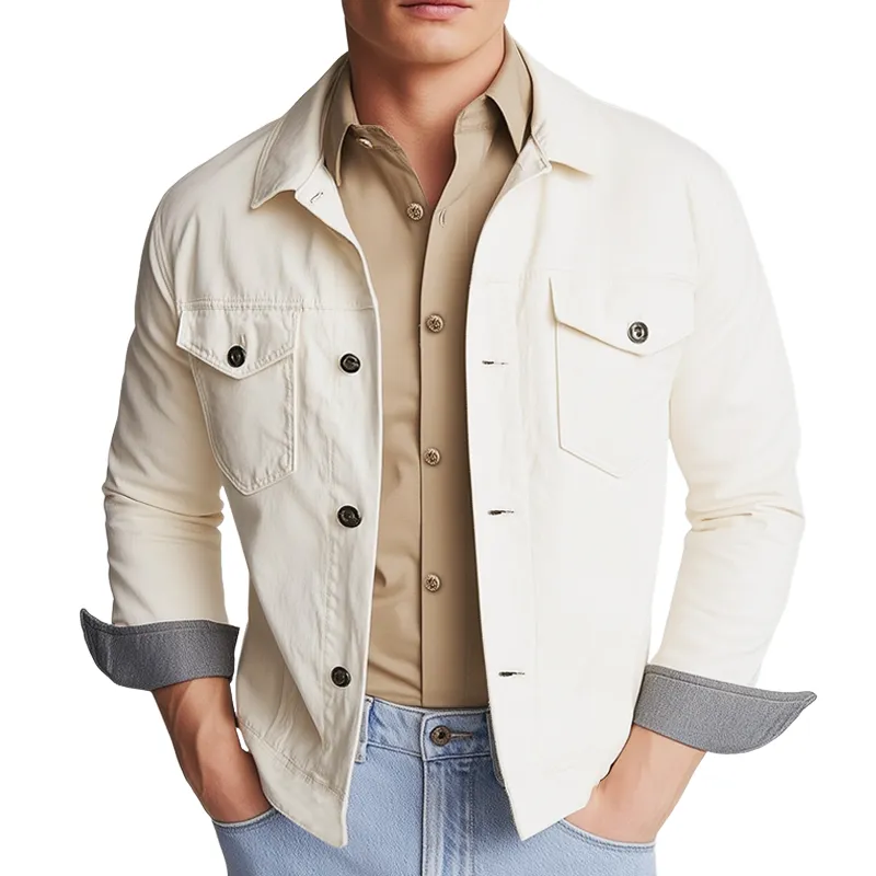 Men's Spring And Autumn Basic Colorblock Cuff Cotton Jacket MTA0469H2U sold by Manly