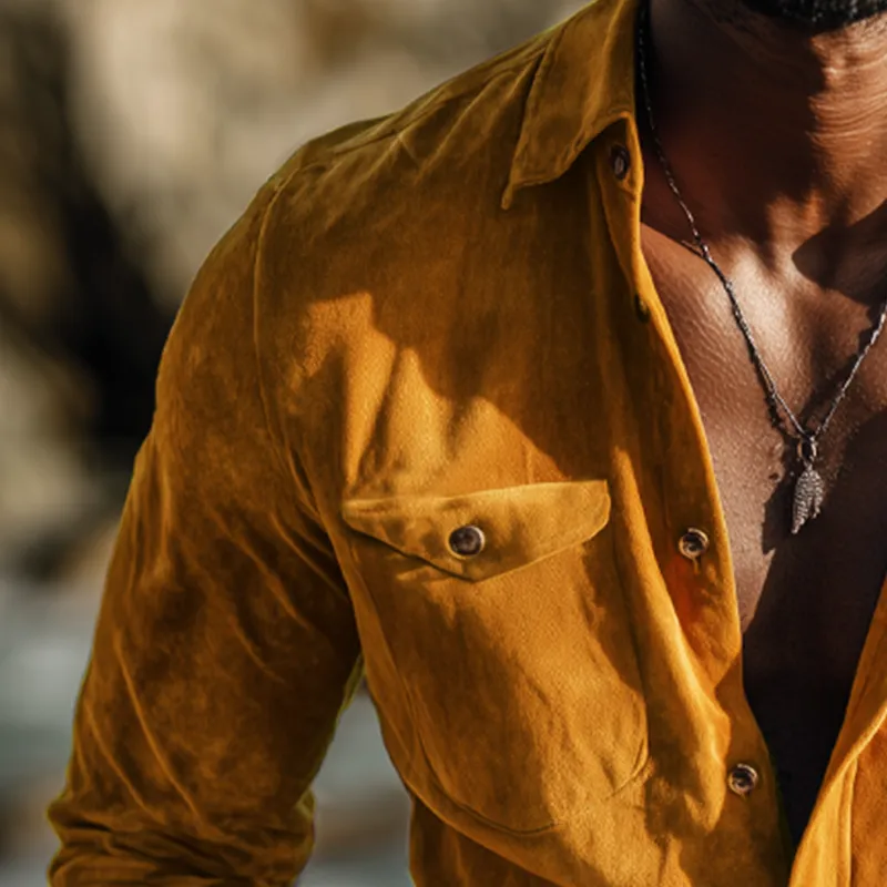 Men's Spring And Autumn Classic Suede Long Sleeve Shirt MTA0486H0U sold by Manly product image thumbnail 4