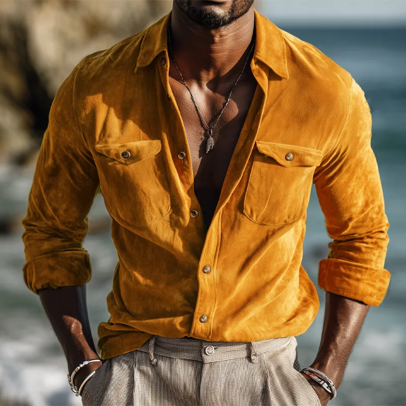 Men's Spring And Autumn Classic Suede Long Sleeve Shirt MTA0486H0U sold by Manly product image thumbnail 2