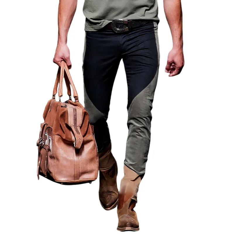 Men's Colorblock Cotton Slim Fit Cargo Pants MTA0401H1Z sold by Manly