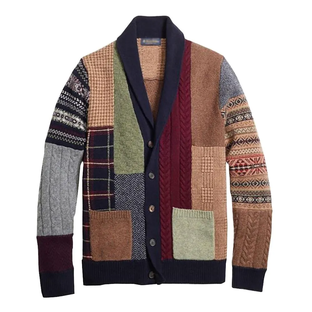 Men's Vintage Colorblock Sweater Knit Cardigan 63328684X sold by Manly