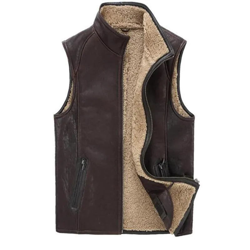 MEN'S SUEDE BROWN VERTICAL POCKET VEST 125618419QX sold by Manly