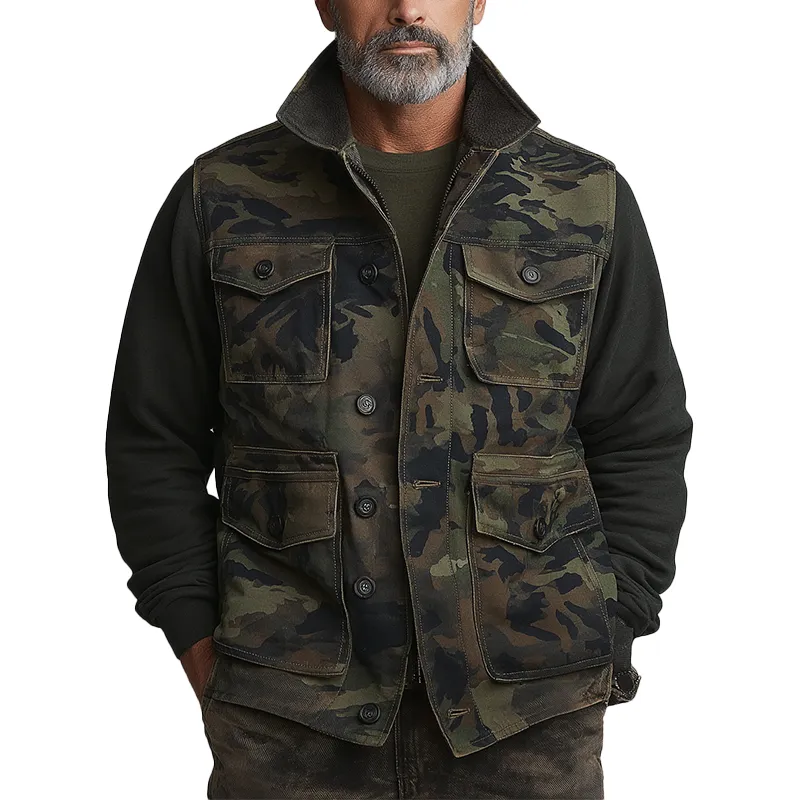 Men's Vintage Camouflage Cotton Blend Vest MTA0592H9P sold by Manly