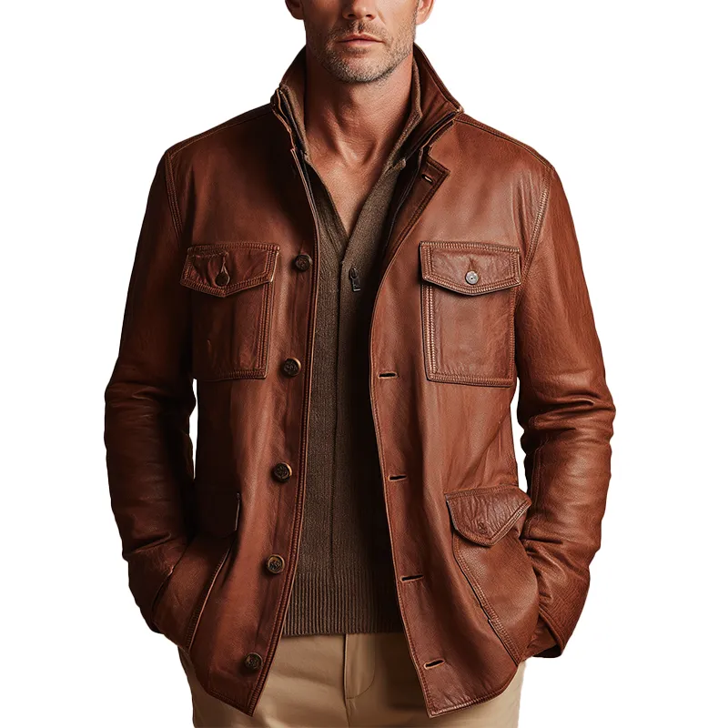 Men's Vintage Faux Leather Jacket MTA0588H7P sold by Manly