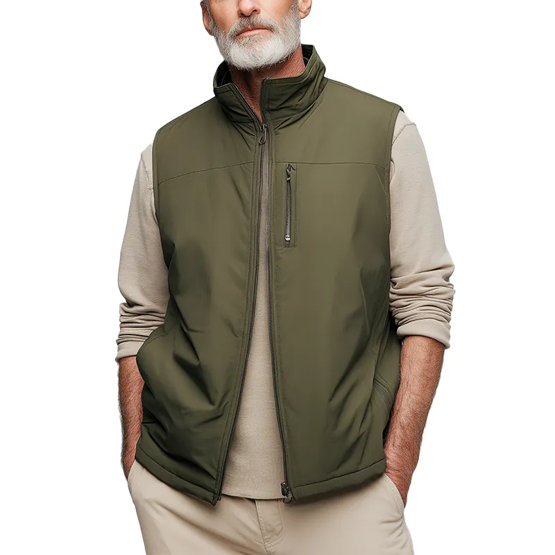 Men's Simple Solid Color Blended Double-head Zipper Vest MTA0563H2P sold by Manly