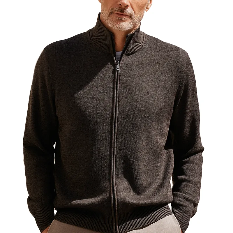 Men's Simple Solid Color Zipper Knit Jacket MTA0512H8P sold by Manly