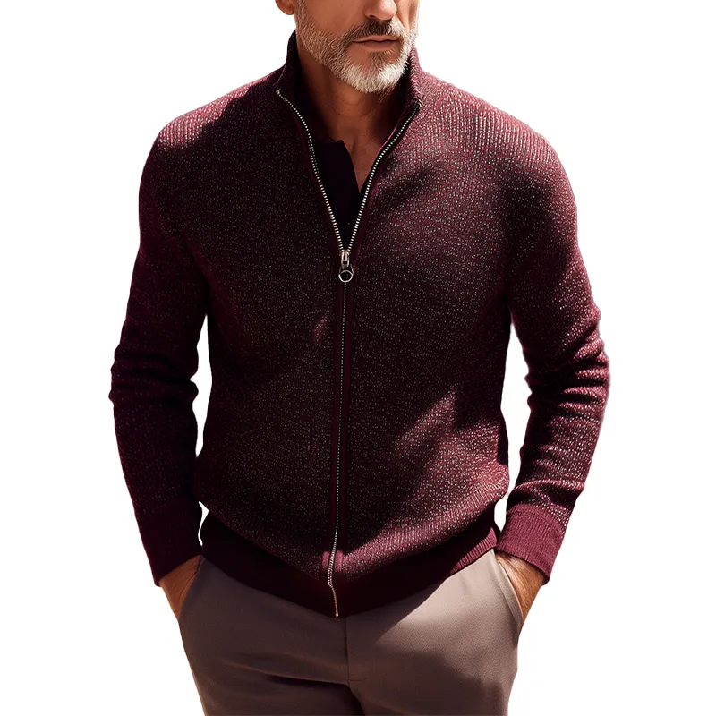 Men's Vintage Heather Zippered Knit Jacket MTA0568H8P sold by Manly