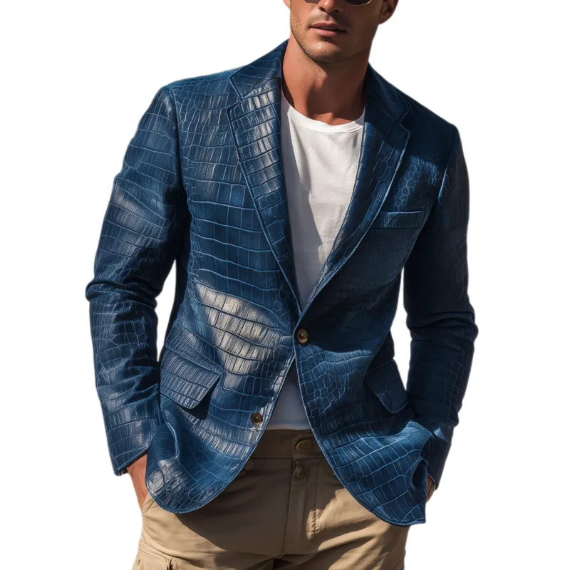 Men's Classic Vintage Textured Leather Single-breasted Slim-fit Blazer MTA0523H7K sold by Manly