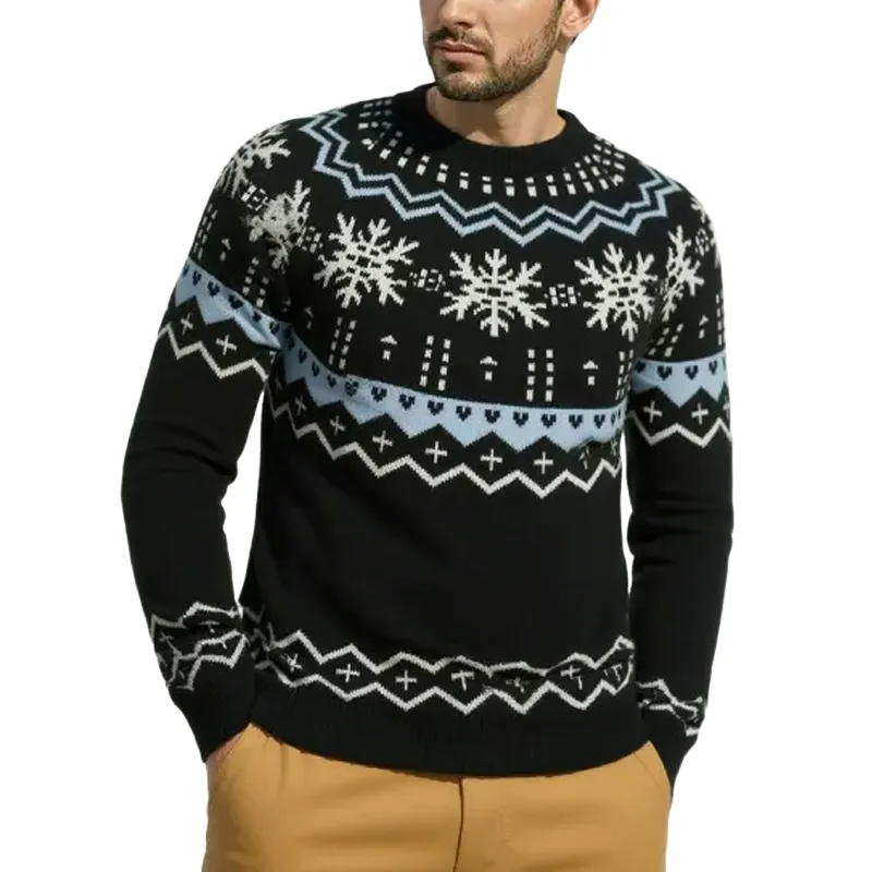 Men's Vintage Jacquard Crew Neck Sweater MTA0421H5X sold by Manly