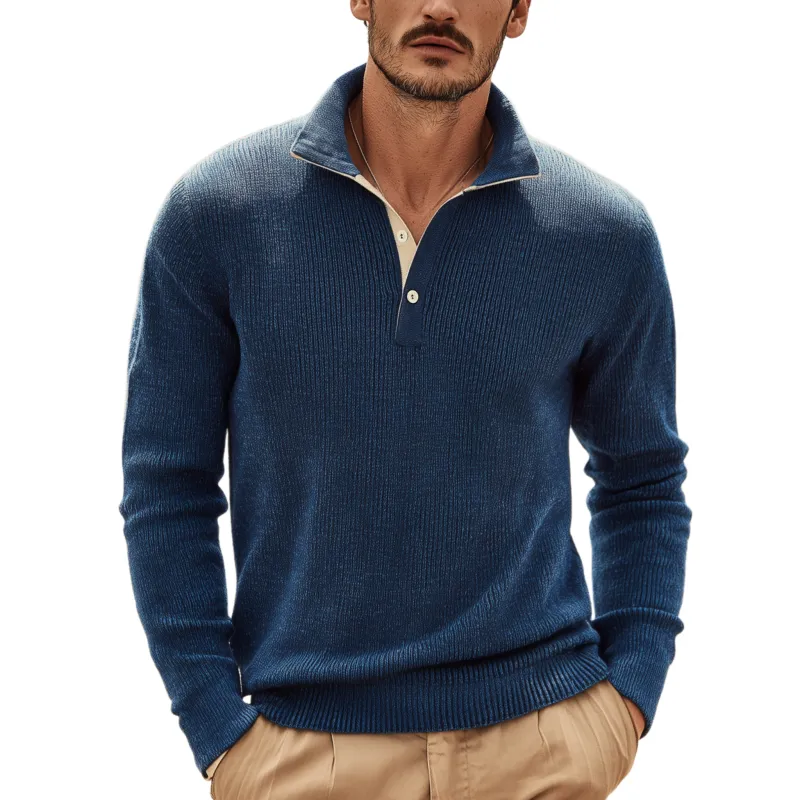 Men's Classic Casual Polo Neck Slim Fit Long Sleeve Sweater MTA0204H8K sold by Manly
