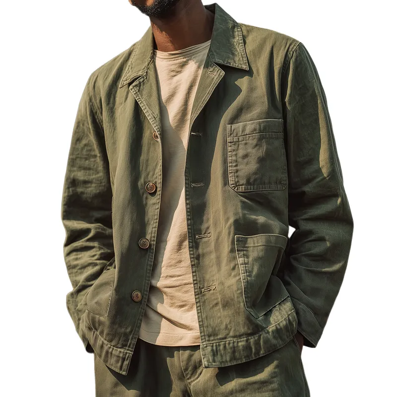 Men's Vintage Casual Cotton Outdoor Washed Workwear Jacket MTA0184H6TO sold by Manly