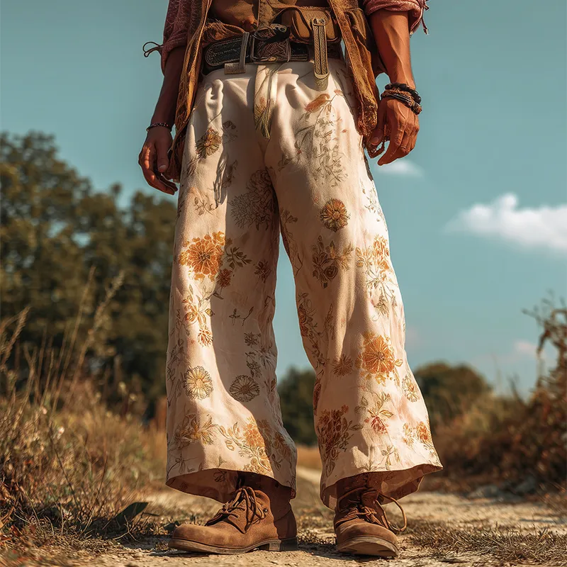 Men's Retro Casual Hippie Floral Print Loose Trousers MTA0194H2TO sold by Manly product image thumbnail 2