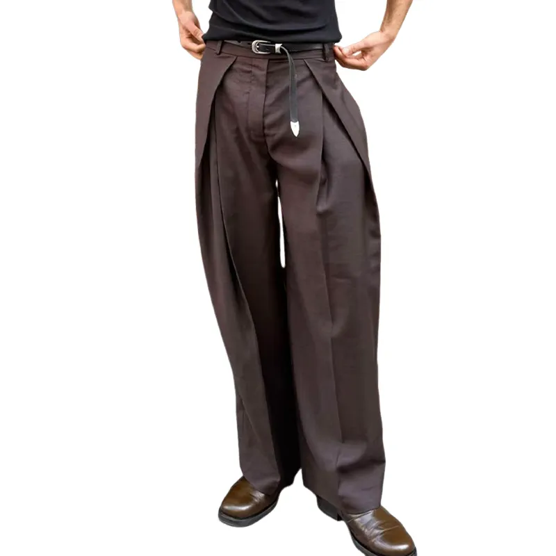 Men's Cotton 3D Pleated Loose Drape Pants MTA0517H2U sold by Manly