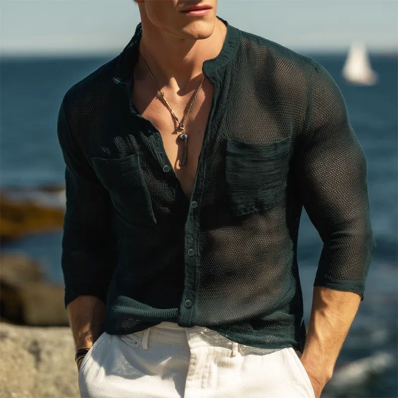 Men's Classic Breathable Mesh Casual Long Sleeve Shirt MTA0540H3U sold by Manly product image thumbnail 2