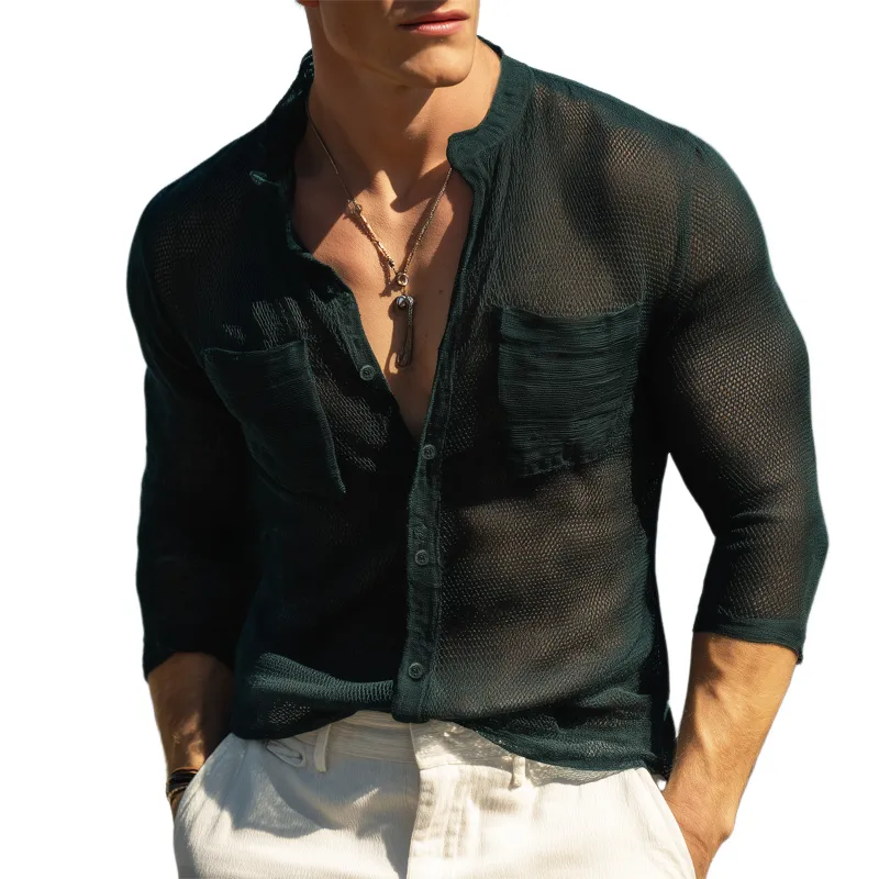 Men's Classic Breathable Mesh Casual Long Sleeve Shirt MTA0540H3U sold by Manly