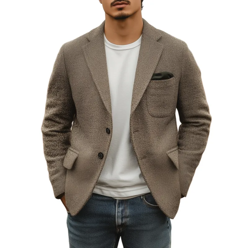 Men's Vintage Tweed Notch Lapel Single-breasted Slim-fit Blazer MTA0541H6M sold by Manly