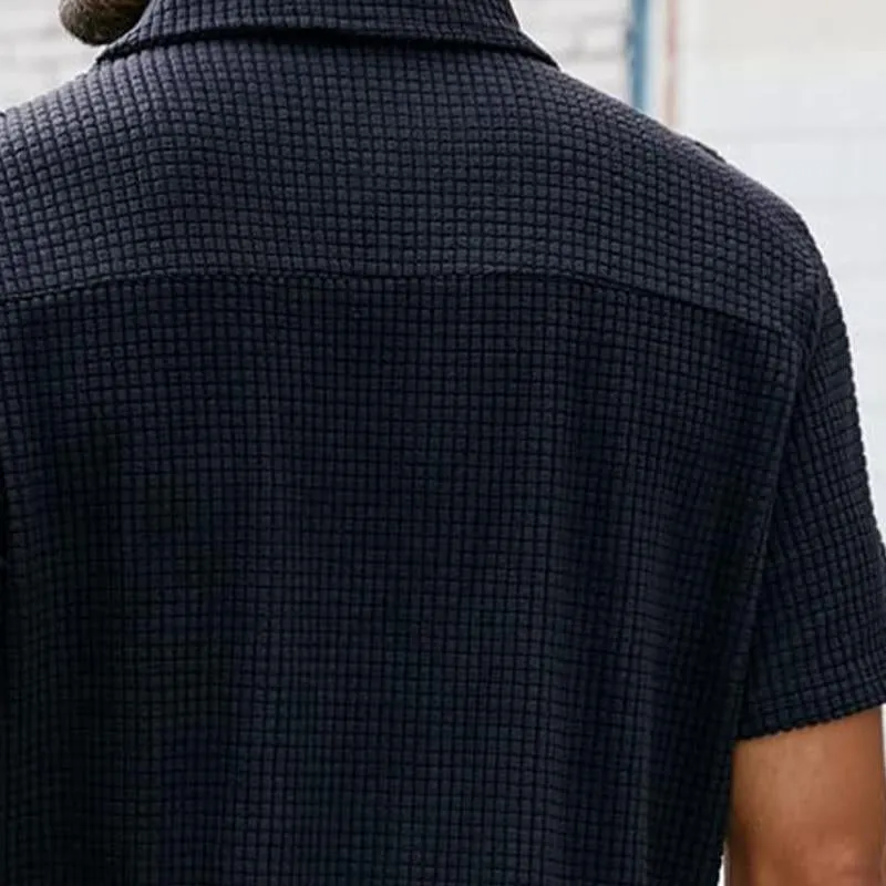 Men's Solid Waffle Lapel Pullover Shirt 95289671X sold by Manly product image thumbnail 4