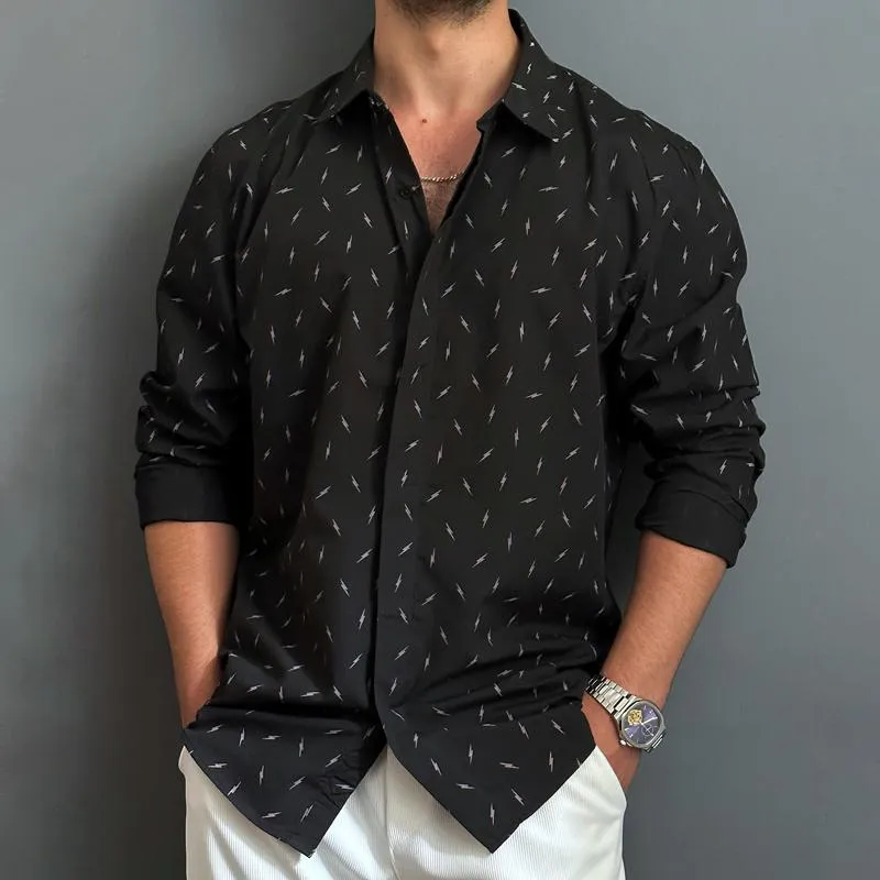 Men's Printed Lapel Long Sleeve Casual Shirt 19562967Z sold by Manly product image thumbnail 2