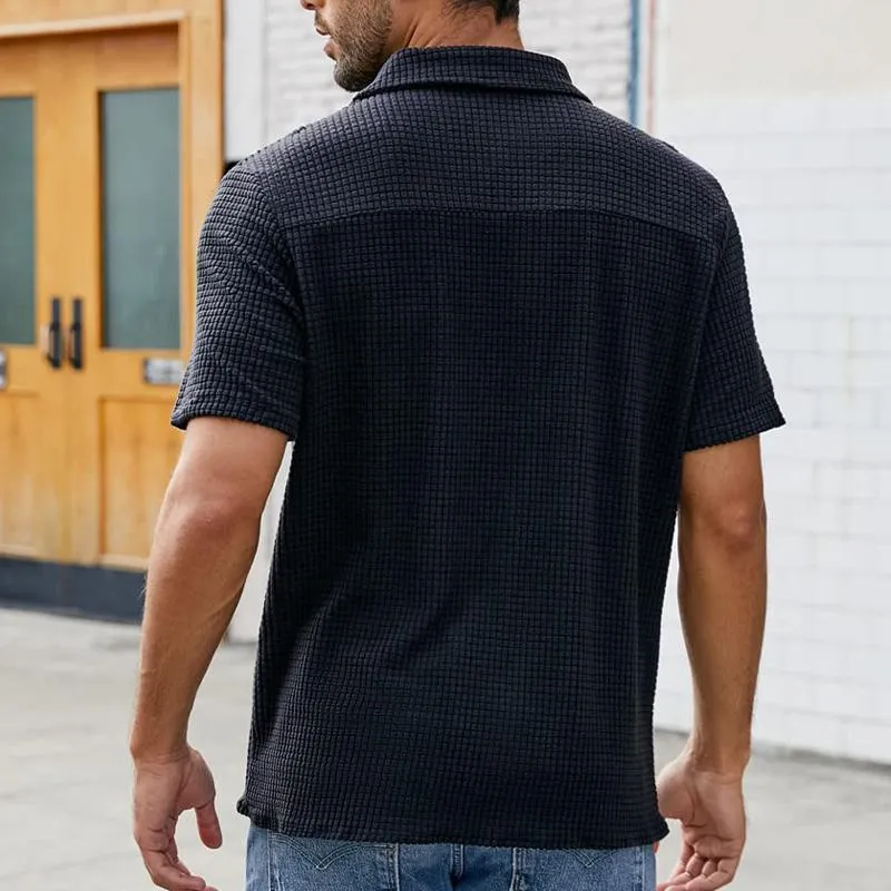 Men's Solid Waffle Lapel Pullover Shirt 95289671X sold by Manly product image thumbnail 3