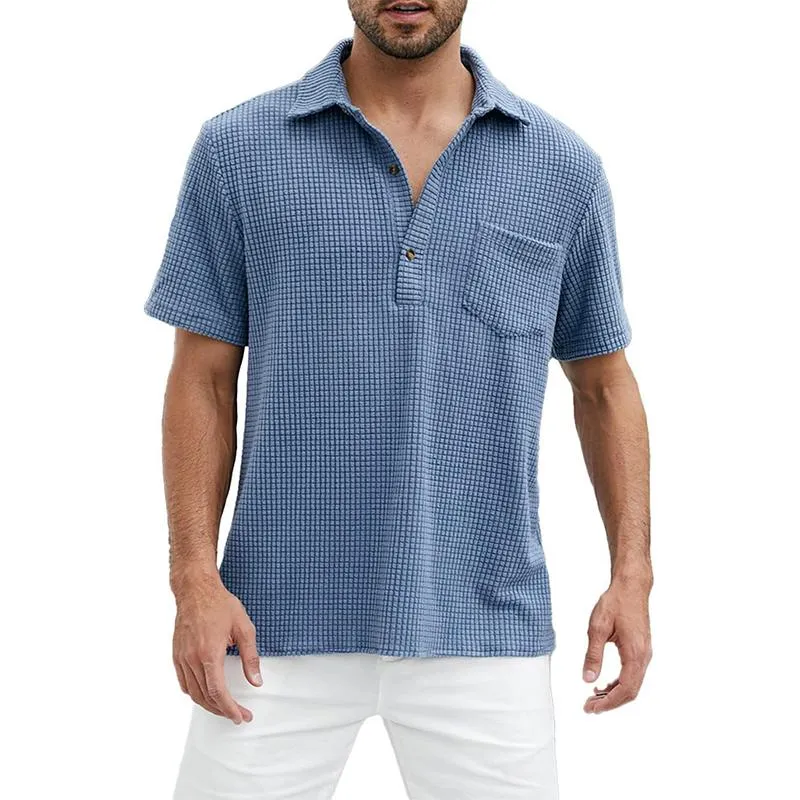 Men's Solid Waffle Lapel Pullover Shirt 95289671X sold by Manly product image thumbnail 2