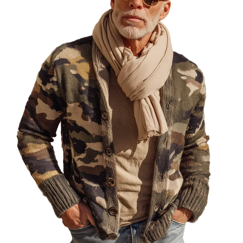Men's Autumn Fashion Camouflage Knitted Cardigan MTA0748H8P sold by Manly