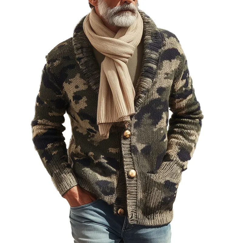 Men's Vintage Camouflage Knit Cardigan MTA0764H7P sold by Manly