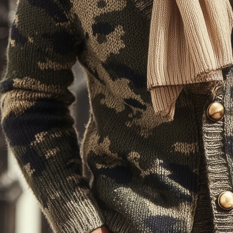 Men's Vintage Camouflage Knit Cardigan MTA0764H7P sold by Manly product image thumbnail 3