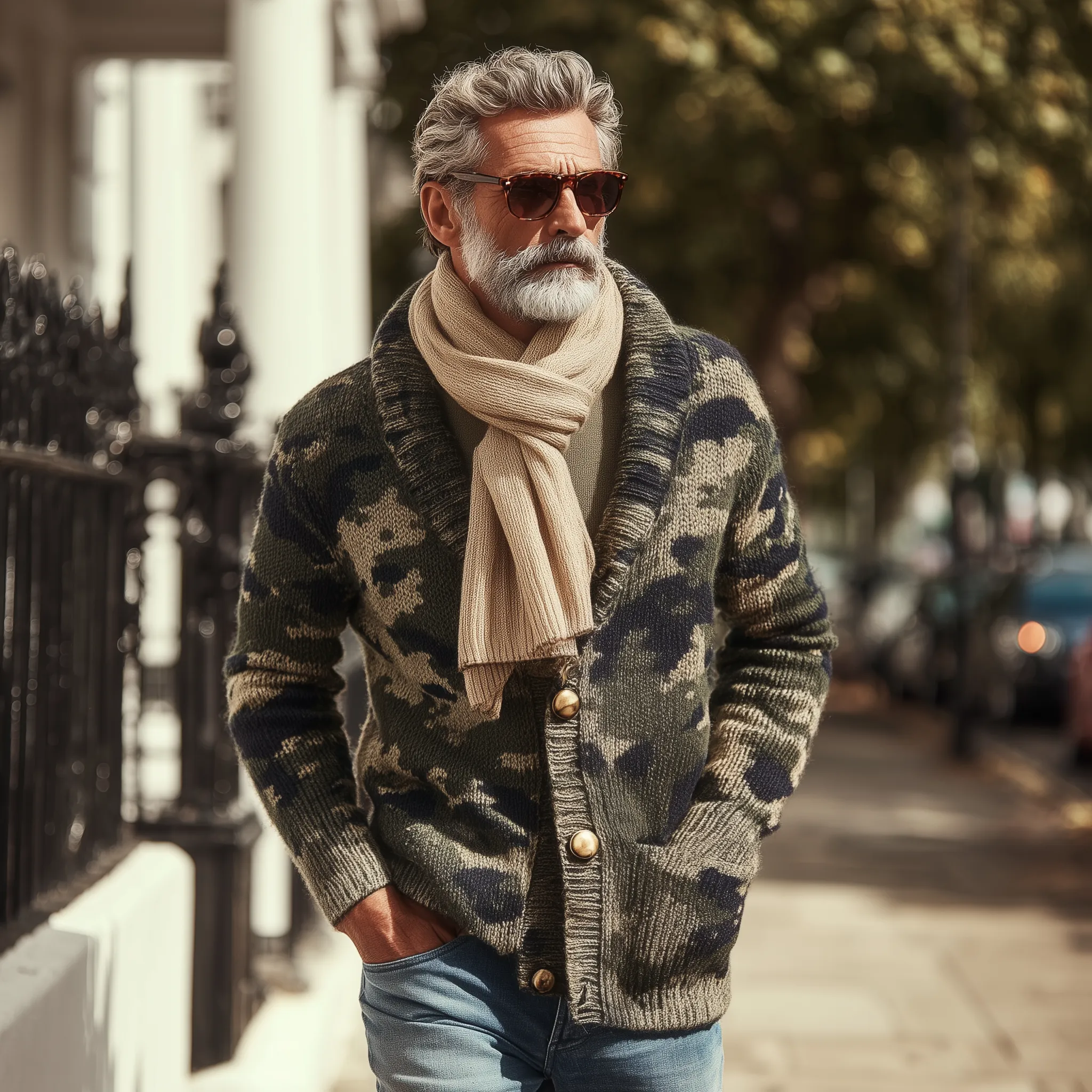 Men's Vintage Camouflage Knit Cardigan MTA0764H7P sold by Manly product image thumbnail 5