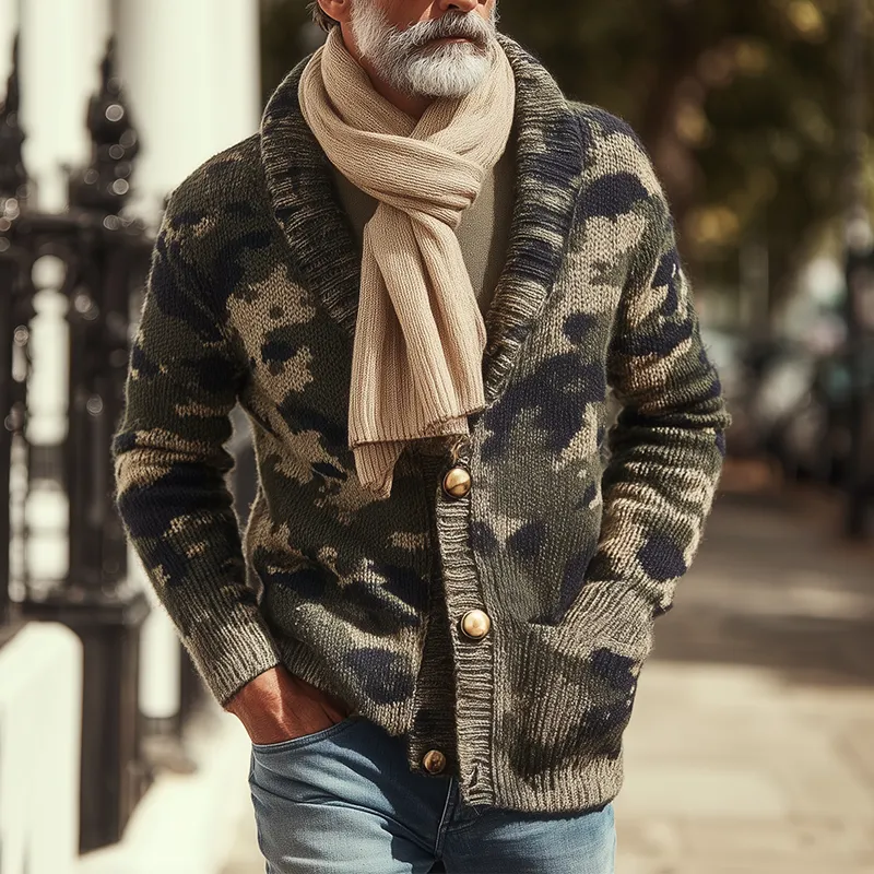 Men's Vintage Camouflage Knit Cardigan MTA0764H7P sold by Manly product image thumbnail 2