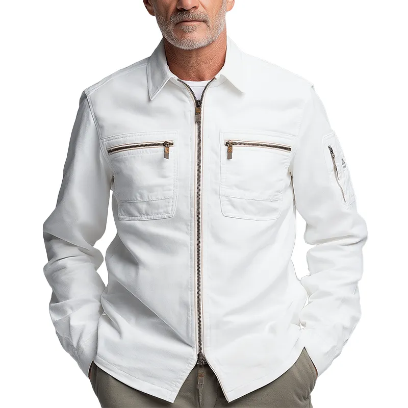 Men's Simple Solid Color Cotton And Linen Work Jacket MTA0762H4P sold by Manly