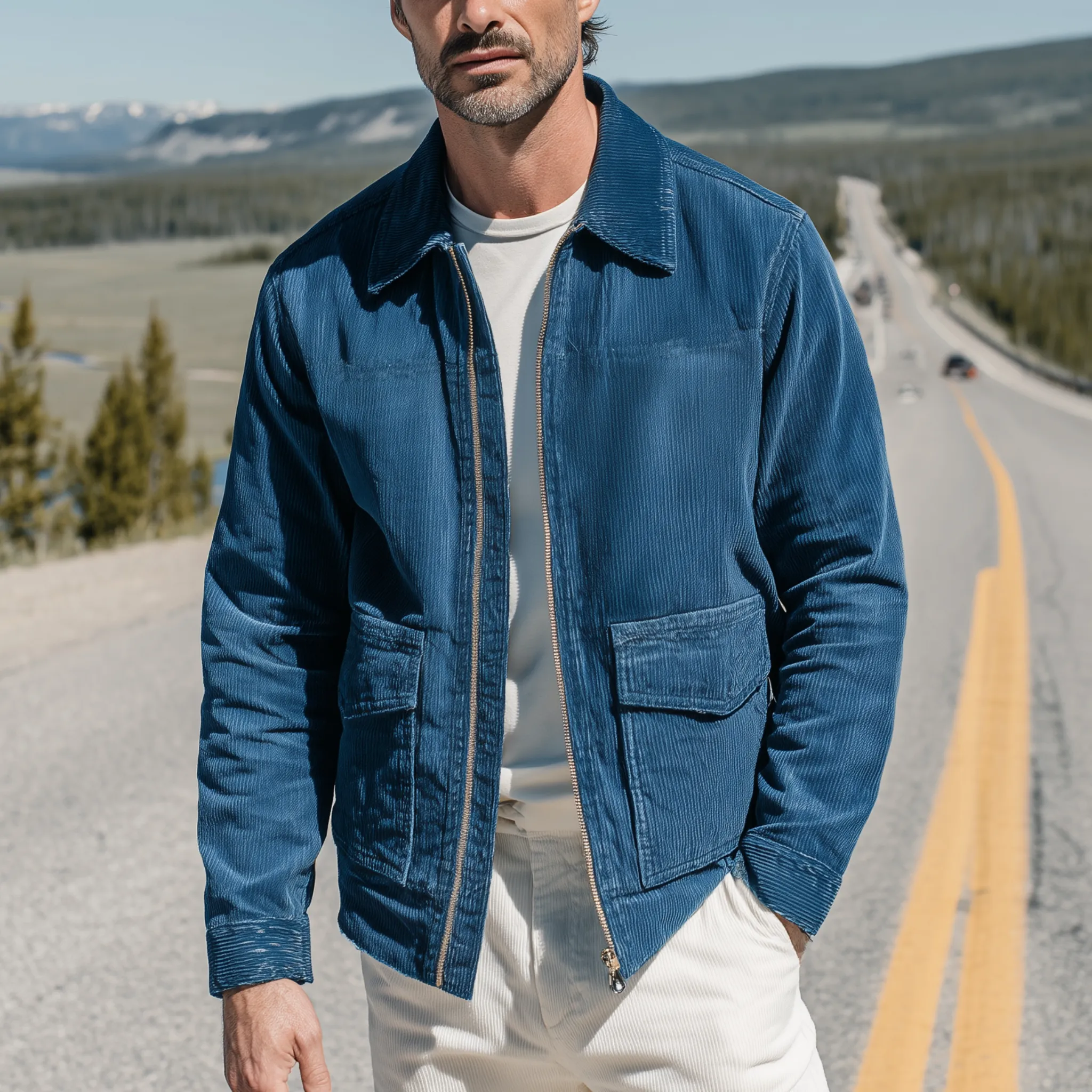 Men's Classic Casual Corduroy Lapel Zip-Up Jacket MTA0772H0K sold by Manly product image thumbnail 2