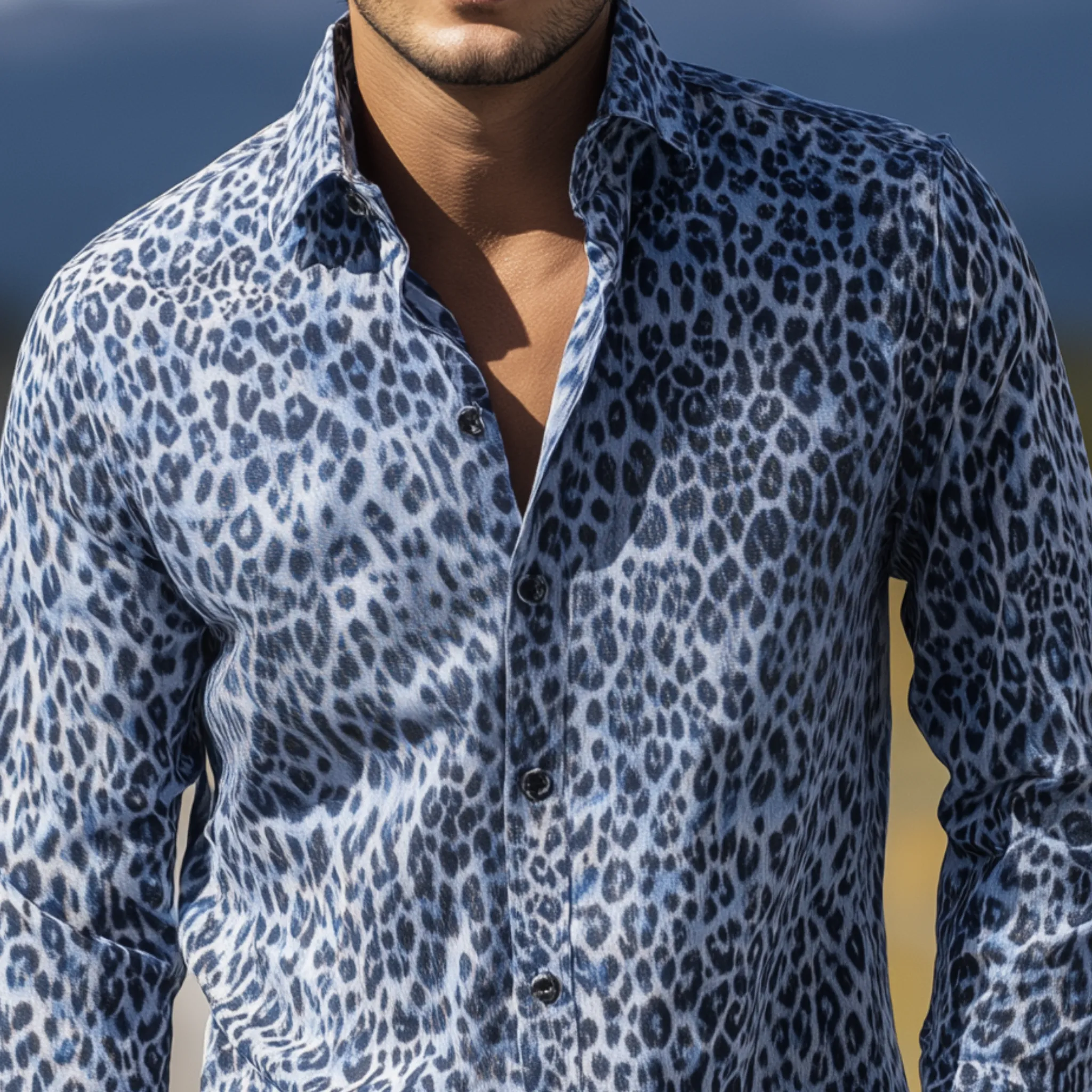 Men's Classic Casual Leopard Print Cotton Blend Slim Fit Long Sleeve Shirt MTA0766H5K sold by Manly product image thumbnail 4