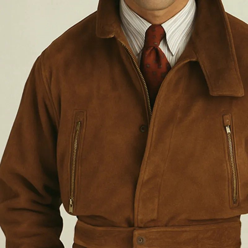 Men's Casual Vintage Suede Zip-up Cropped Jacket MTA0641H2TO sold by Manly product image thumbnail 3