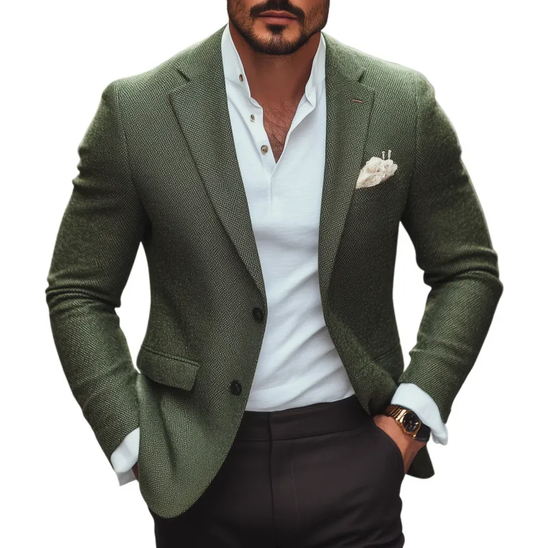 Men's Vintage Elegant Tweed Notch Lapel Single-breasted Slim-fit Blazer MTA0562H0M sold by Manly