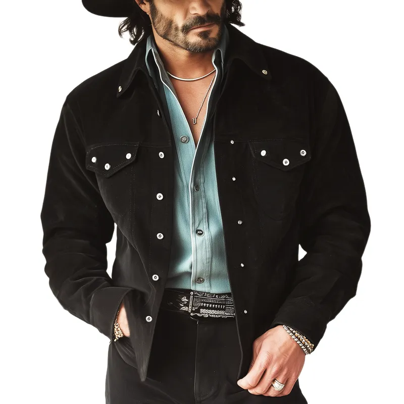 Men's Vintage Classic Black Suede Multi-Button Jacket MTA0757H3U sold by Manly