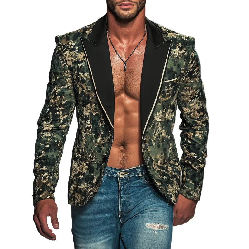 Men's Camouflage Peak Lapel Two Buttons Blazer MTA0720H3Z sold by Manly