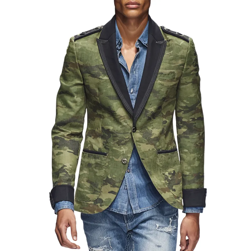 Men's Camouflage Peak Lapel Two Buttons Blazer MTA0778H9Z sold by Manly