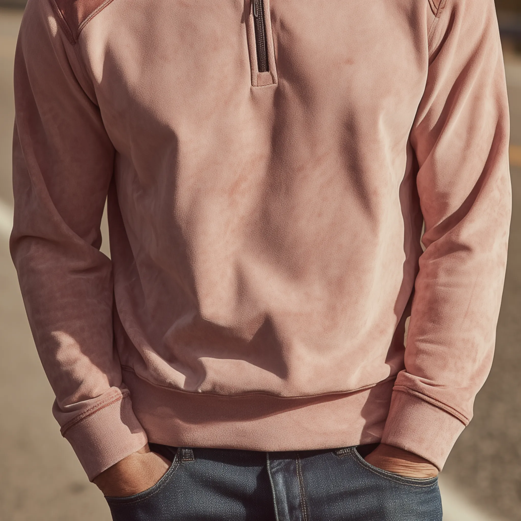 Men's Classic Retro Suede Stand Collar Zipper Sweatshirt MTA0615H7K sold by Manly product image thumbnail 5