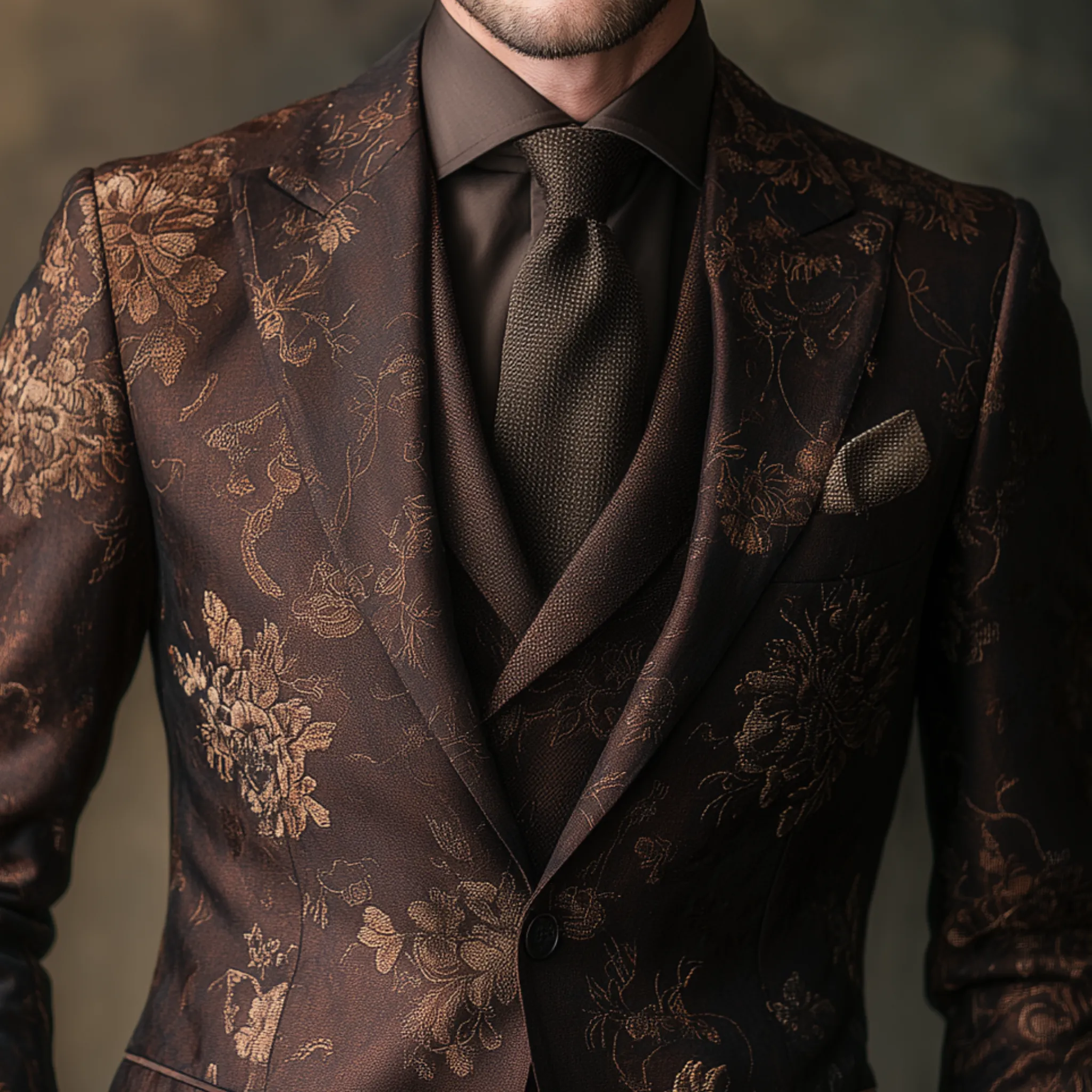 Men's Classic Vintage Floral Print Cotton Blend Single-Breasted Slim-Fit Blazer MTA0683H7K sold by Manly product image thumbnail 4