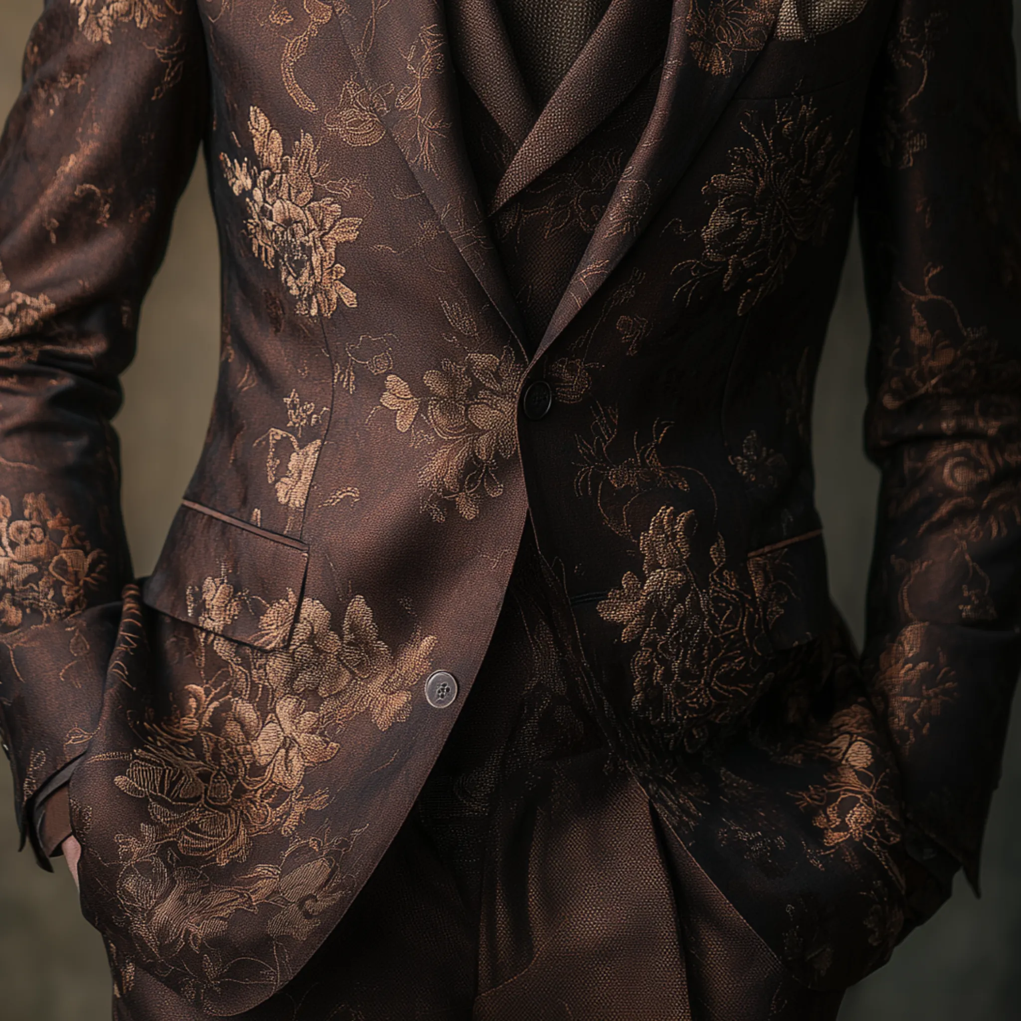 Men's Classic Vintage Floral Print Cotton Blend Single-Breasted Slim-Fit Blazer MTA0683H7K sold by Manly product image thumbnail 5