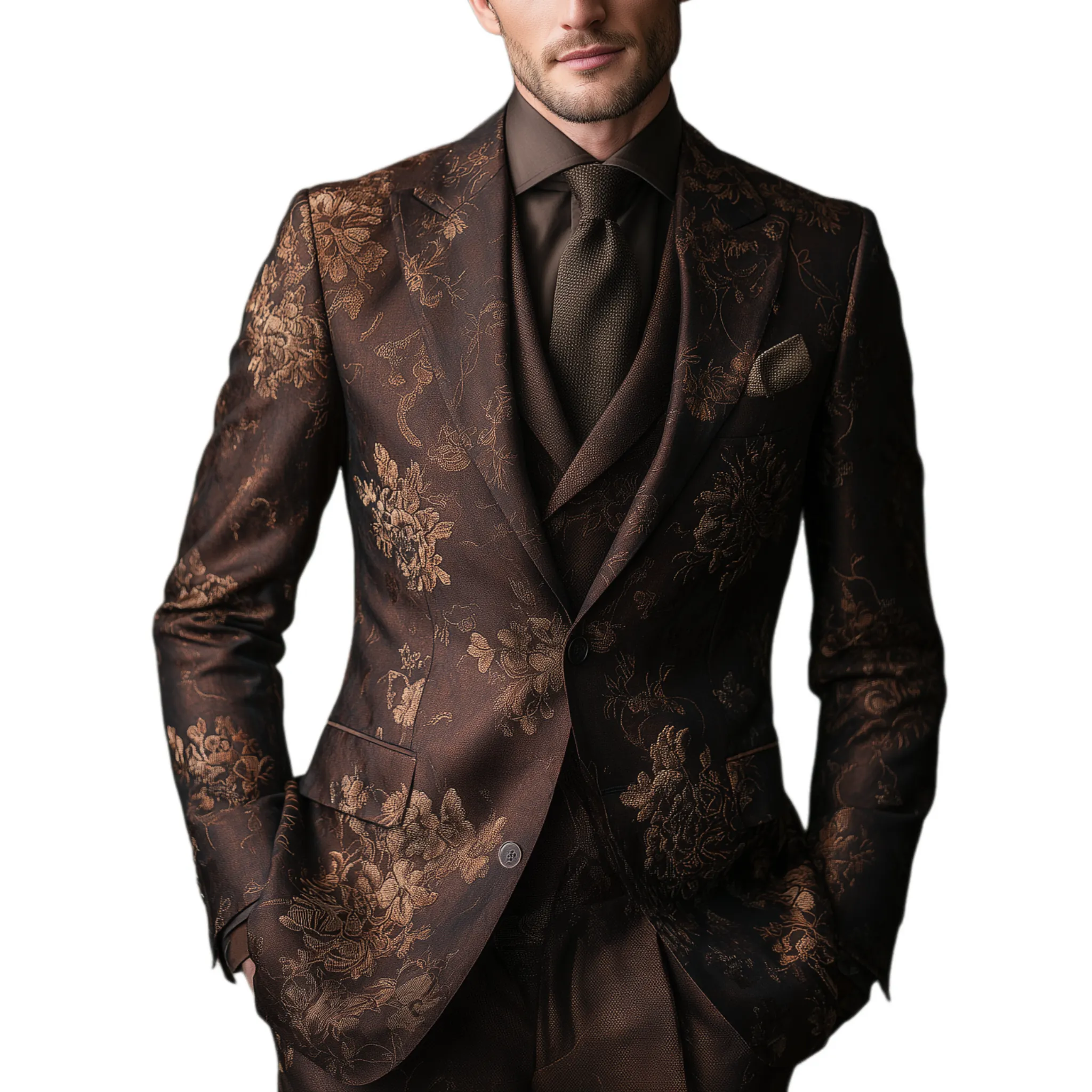 Men's Classic Vintage Floral Print Cotton Blend Single-Breasted Slim-Fit Blazer MTA0683H7K sold by Manly