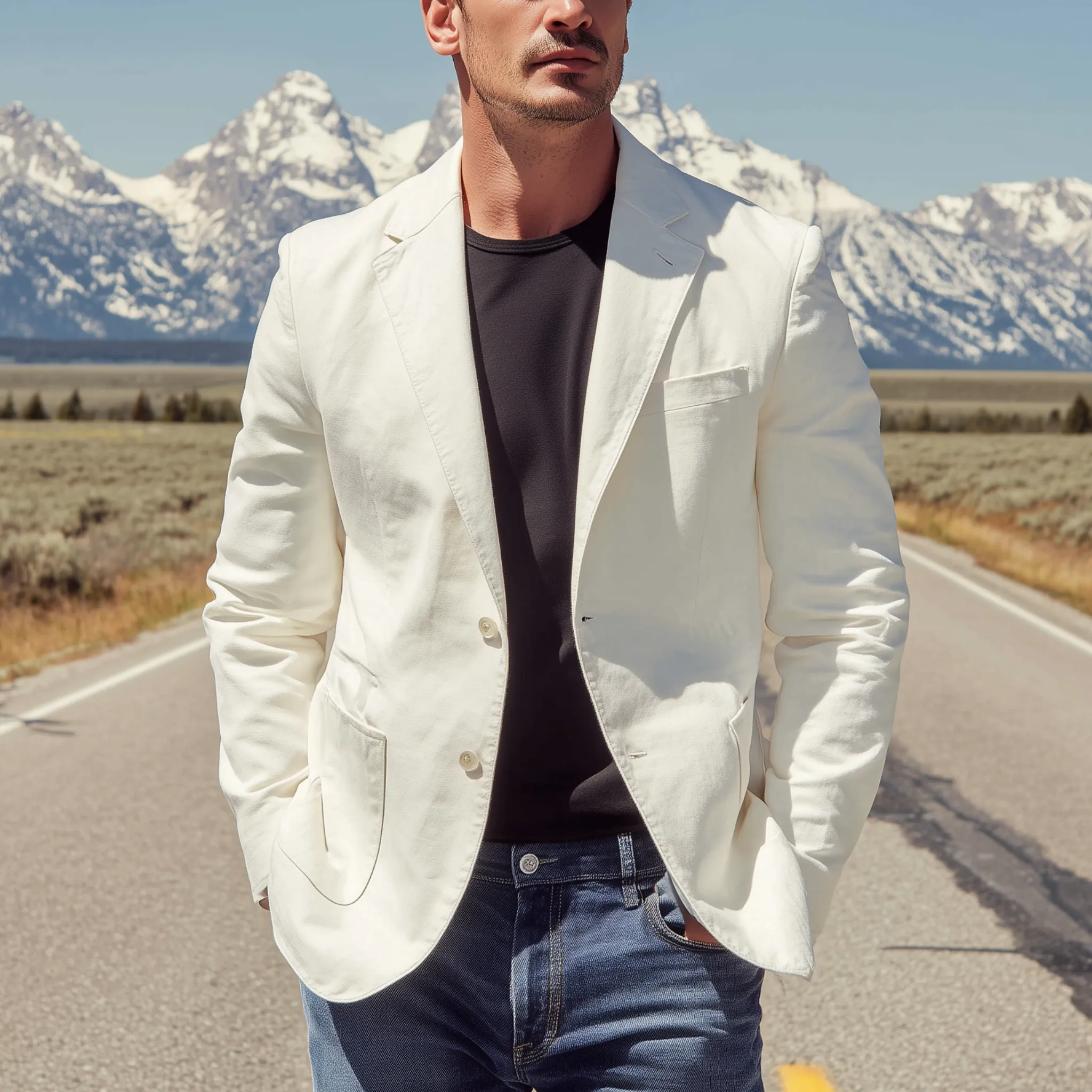 Men's Classic Casual Solid Cotton Blend Single-breasted Blazer MTA0523H1K sold by Manly product image thumbnail 2