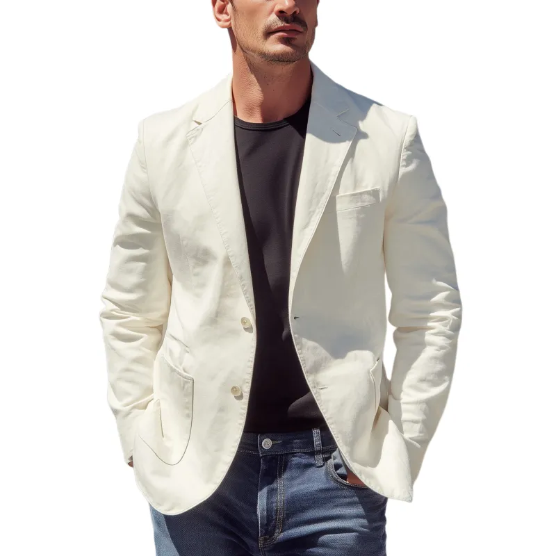 Men's Classic Casual Solid Cotton Blend Single-breasted Blazer MTA0523H1K sold by Manly